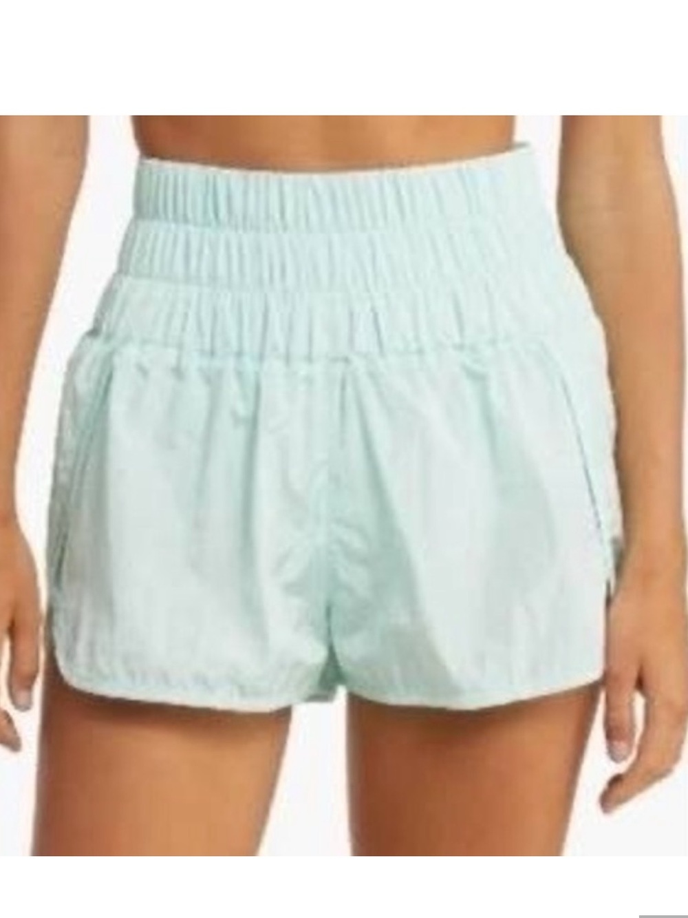 Free People FP Movement The Way Home Run Shorts Washed Aqua NEW Lined High Waist